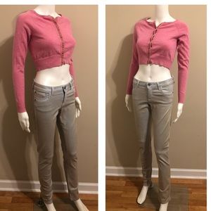 ALICE + OLIVIA Light wash Gold Glitter Jeans